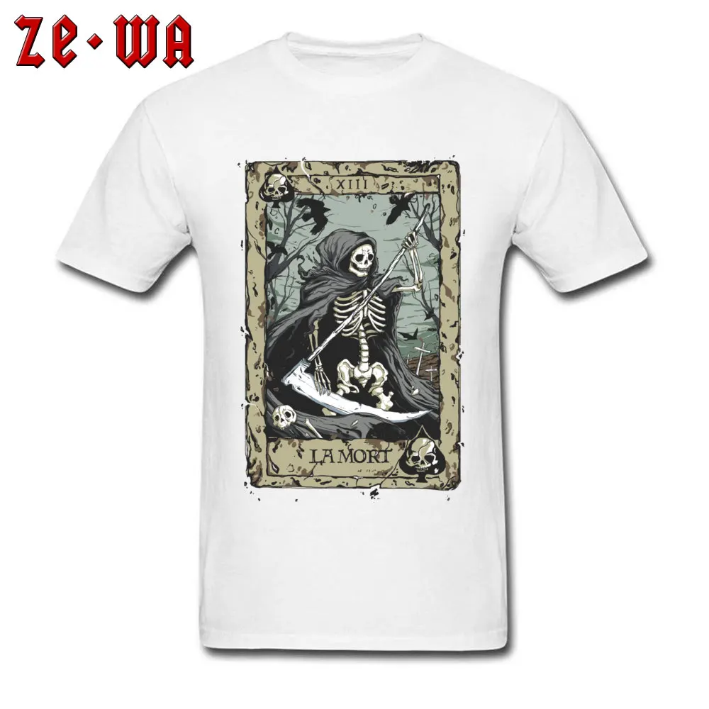 La Mort Tees Graphic Crew Neck Casual Short Sleeve Pure Cotton Mens T Shirt 3D Printed Tops Shirt Wholesale La Mort white