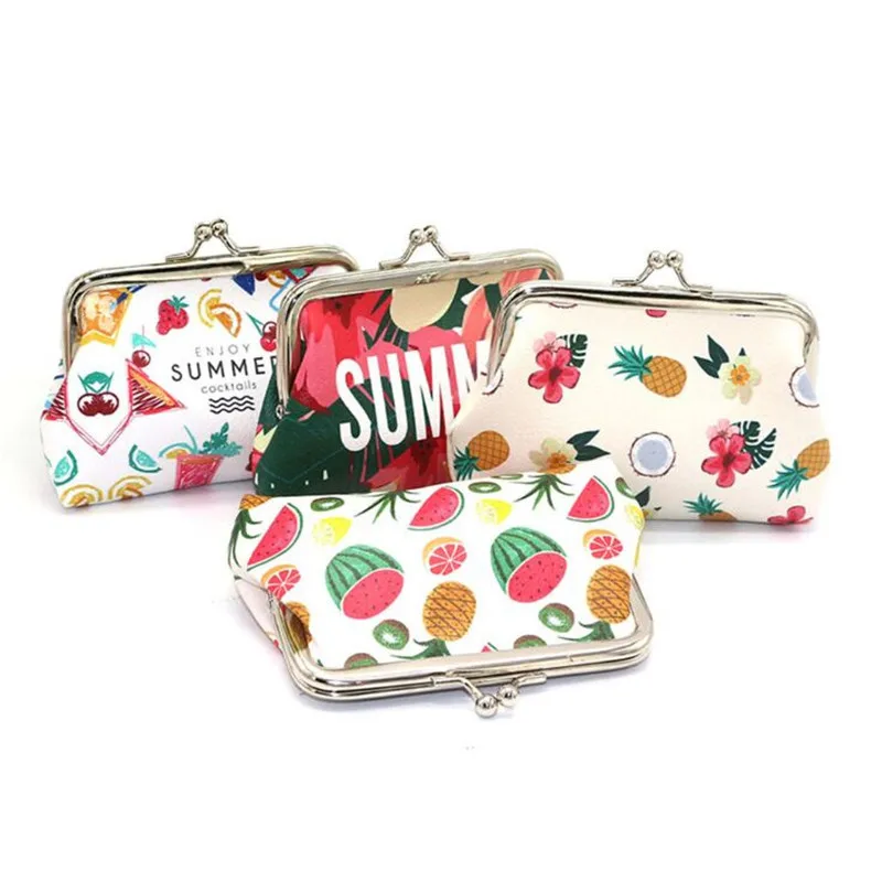 PU Material Women Wallets and Purses Fruit Printing Hasp Coin Purse Girls Gift Pouch Bag Female ...