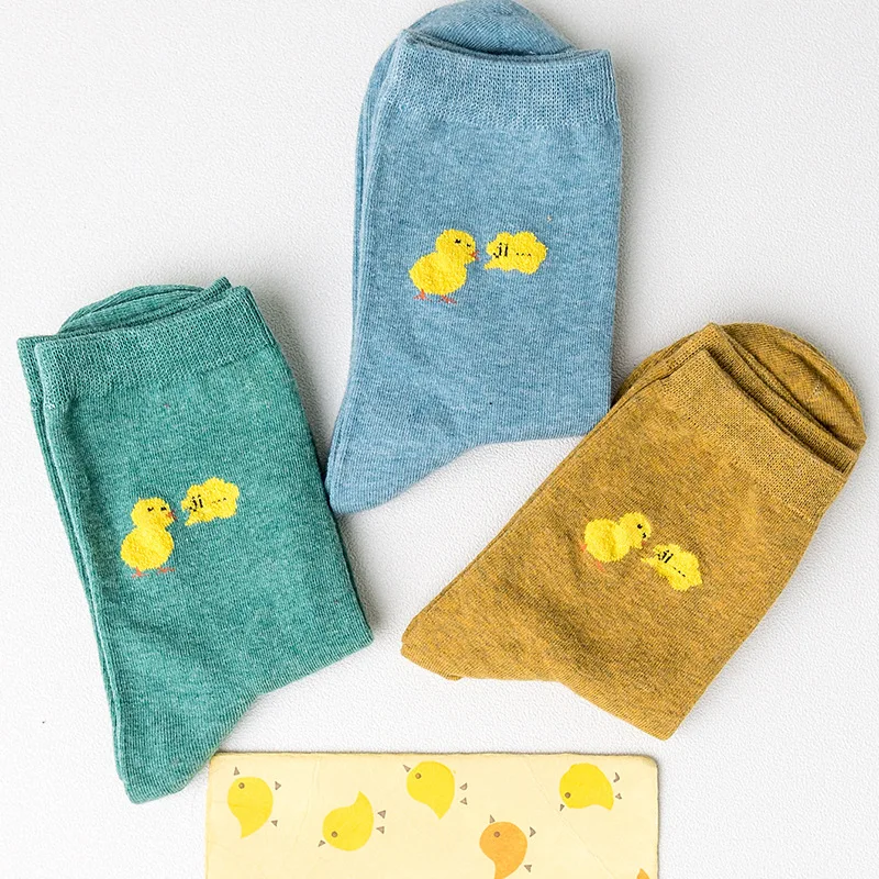 HSS Брендовые женские носки, осенние и зимние носки, милые желтые женские Носки с рисунком цыпленка