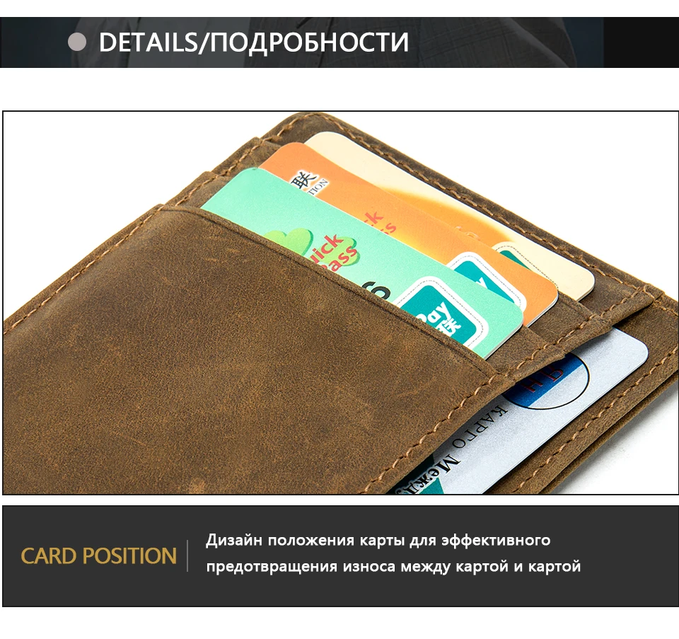Card Holder Leather Genuine for Money Bag Mini Business Credit Card Holder Wallet Men Coin Purse Simple Cards Case 8