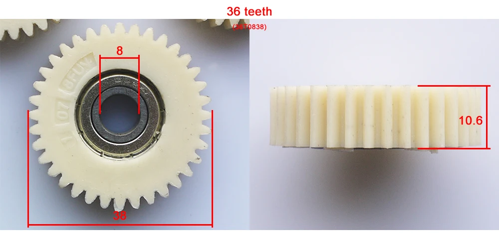 3 piezas 36 dientes 38mm rueda de motor electrónico de nailon 8FUN gear bicicleta eléctrica bicicleta triciclo 608 Z rodamiento de bolas spur gears