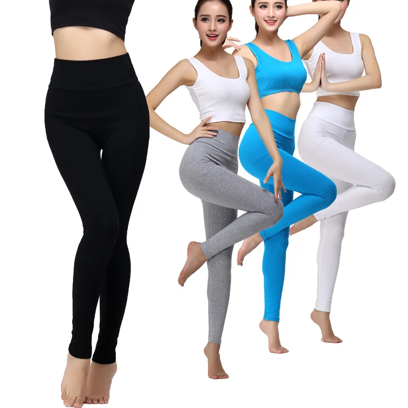 

PENERAN Cotton Yoga Pants Women High Waist Leggings Female Slim Push Up Tights Black White Gray Woman Sports Pants 2019 S M XXL