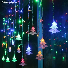 Feimefeiyou Garden outdoor decoration 3.5m 96 leds 5m 216 leds curtain icicle string led lights New year Garden Birthday Wedding