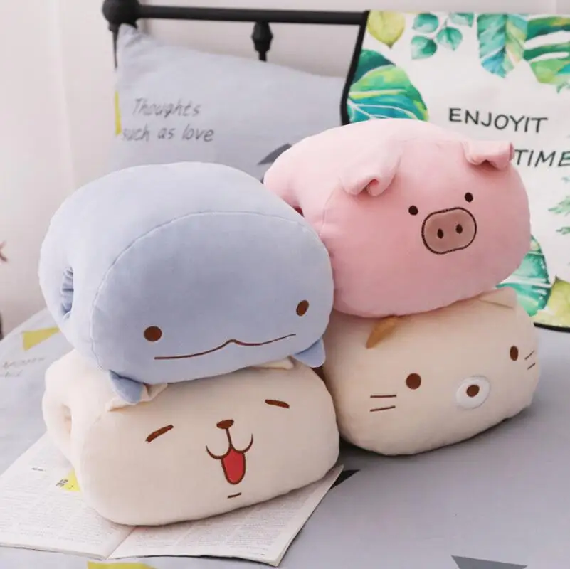 INS hot selling cute animal and fruit design super soft dinosaur cat rabbit pig and dog shaped plush hand warmer for cold winter