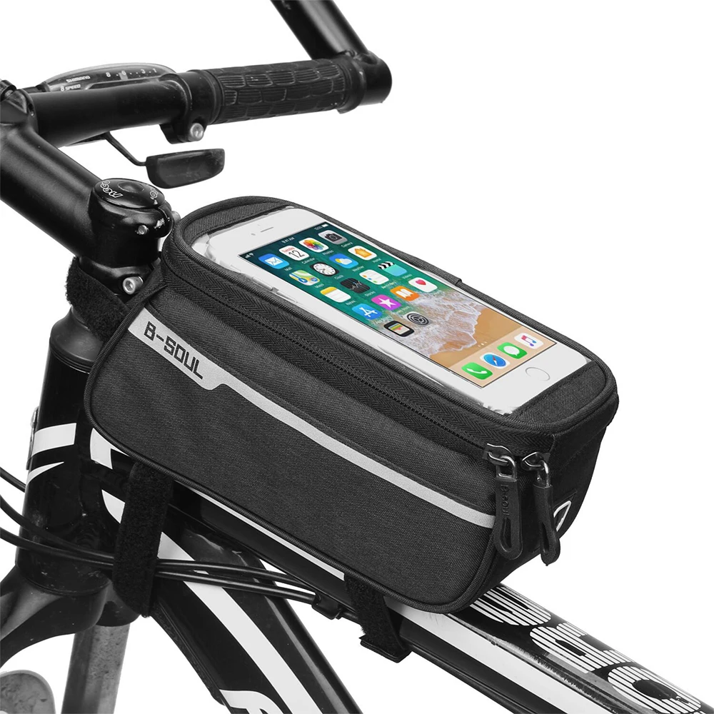 Cheap Vertvie Bicycle Front Tube Bag Cycling Accessories Frame Waterproof Front Bags Cell Mobile Phone Case 6inch Phone Holder Bike 6