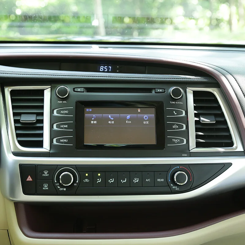 For-Toyota-Highlander-Kluger-2014-2018-ABS-Plastic-Car-Styling-middle-air-conditioner-outlet-strip-Frame (2)