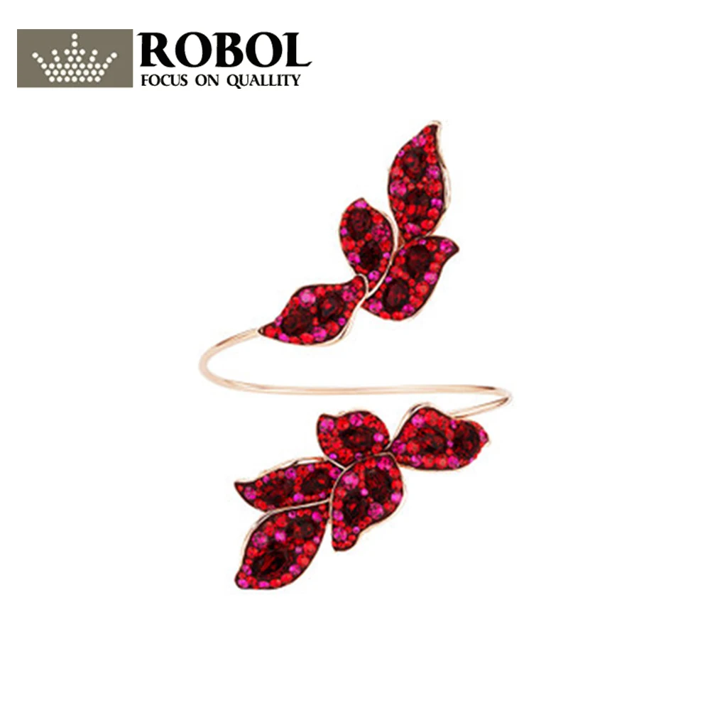 

ROBOL Original New SWA GRACEFUL BLOOM Red Flower Collection Bracelet-Camellia Petal Jewelry 5414603 Wedding Party Bracelet