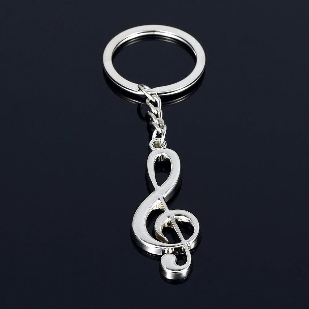 

Hot sale New key chain key ring silver plated musical note keychain for car metal music symbol key chains