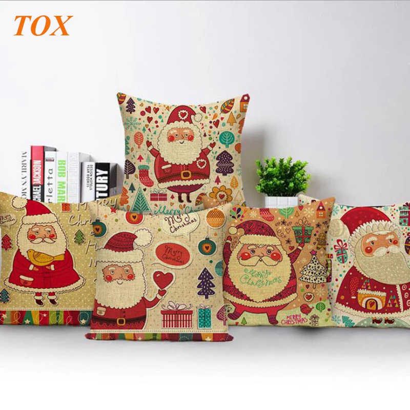 Токе Новогоднее украшение Санта Клаус диванные подушки 45x45 см украшения дома Отпечатано наволочка custon диванные подушки