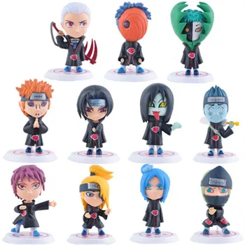 

11pc Naruto Anime Version Organization Action Character Model Toy For Children PVC Material Popular Play Decorations Boy Gifts