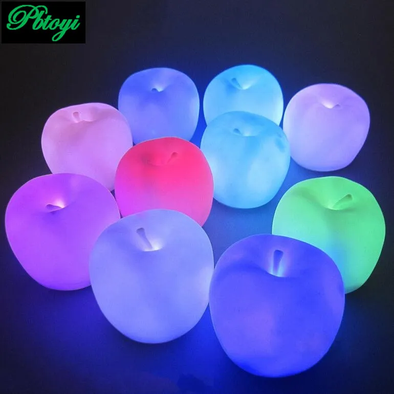 4 Pcs Christmas Party Light Apple Shape Colors Changing Colorful Led