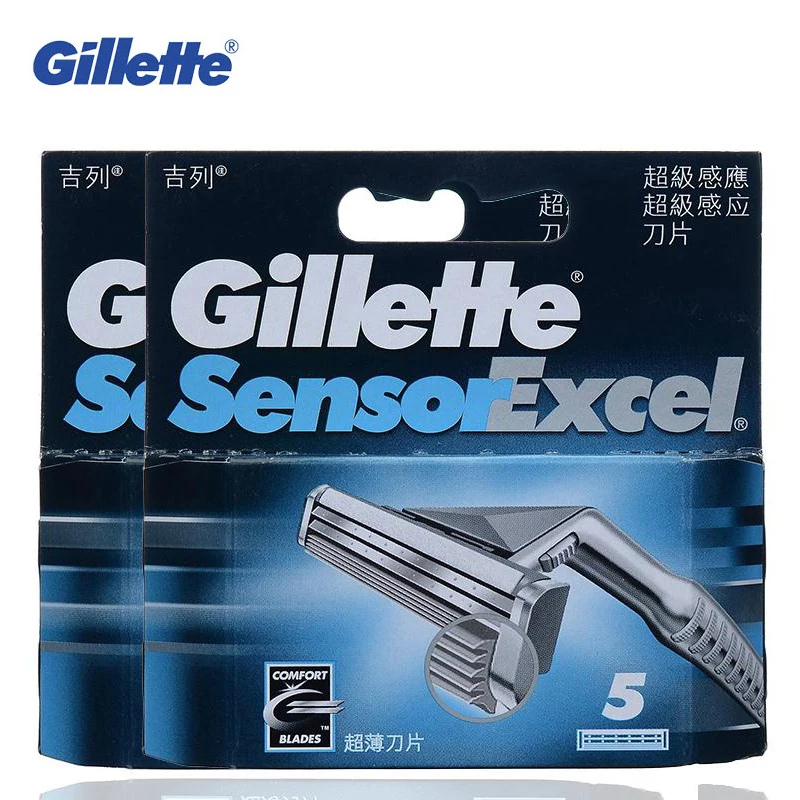 Gillette Sensor Excel Razor Blades  (include 10 Blades) Shaving Razor Blades for Men Shaver Heads