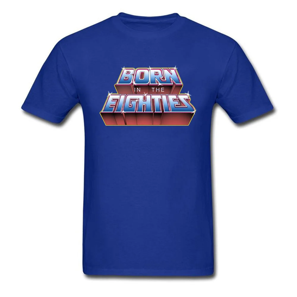 born in the eighties 8735 100% Cotton Tops & Tees for Students Normal T Shirt Group Rife Round Collar Tee-Shirts Short Sleeve born in the eighties 8735 blue