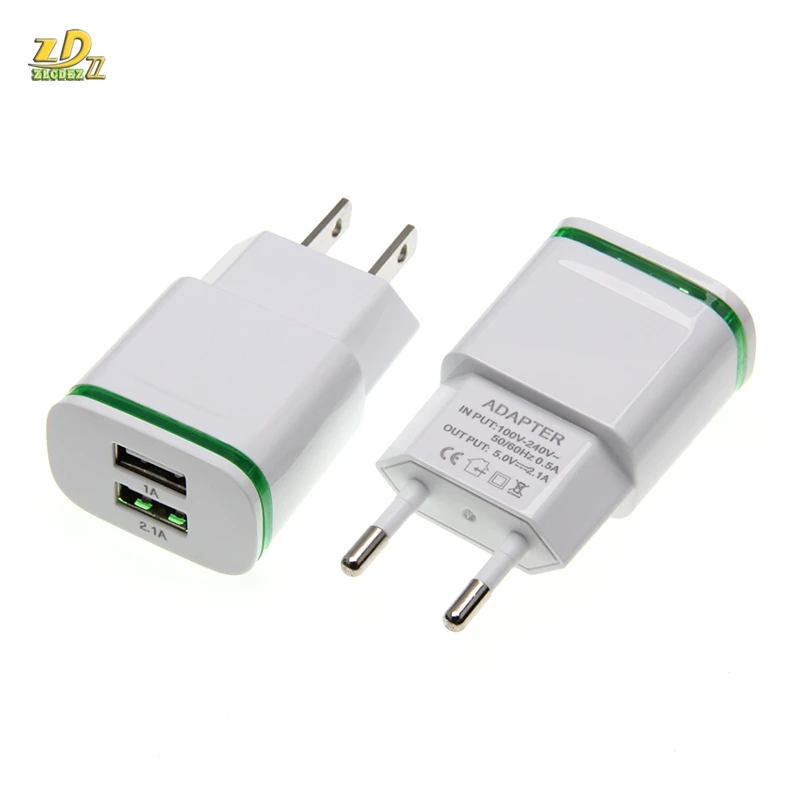 Зарядное устройство USB со светодиодной подсветкой 2USB-порта 5 В 2 А 100 шт. | Мобильные