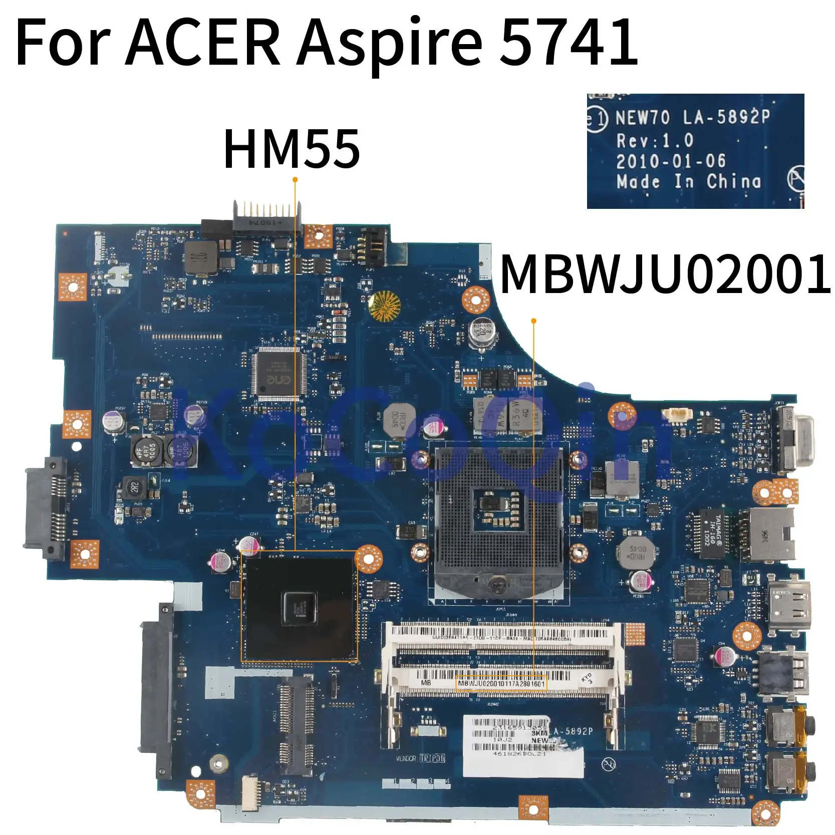 KoCoQin ноутбук материнская плата для Acer Aspire 5741 5742 5742G материнская плата MBWJU02001 NEW70 LA-5892P HM55