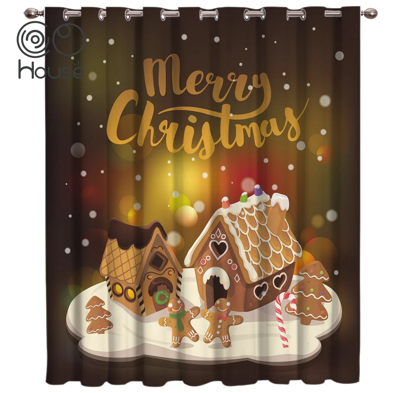 

COCOHouse Merry Christmas Room Curtains Large Window Bathroom Curtains Outdoor Floral Indoor Window Treatment Hardware Sets Wind