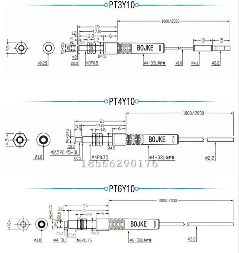 PT6Y10 PT3Y10 PT4Y10 M3 M4 M6 рефлекс волоконно-оптического датчика PRS3Y20 PRS4Y20 PR6Y20