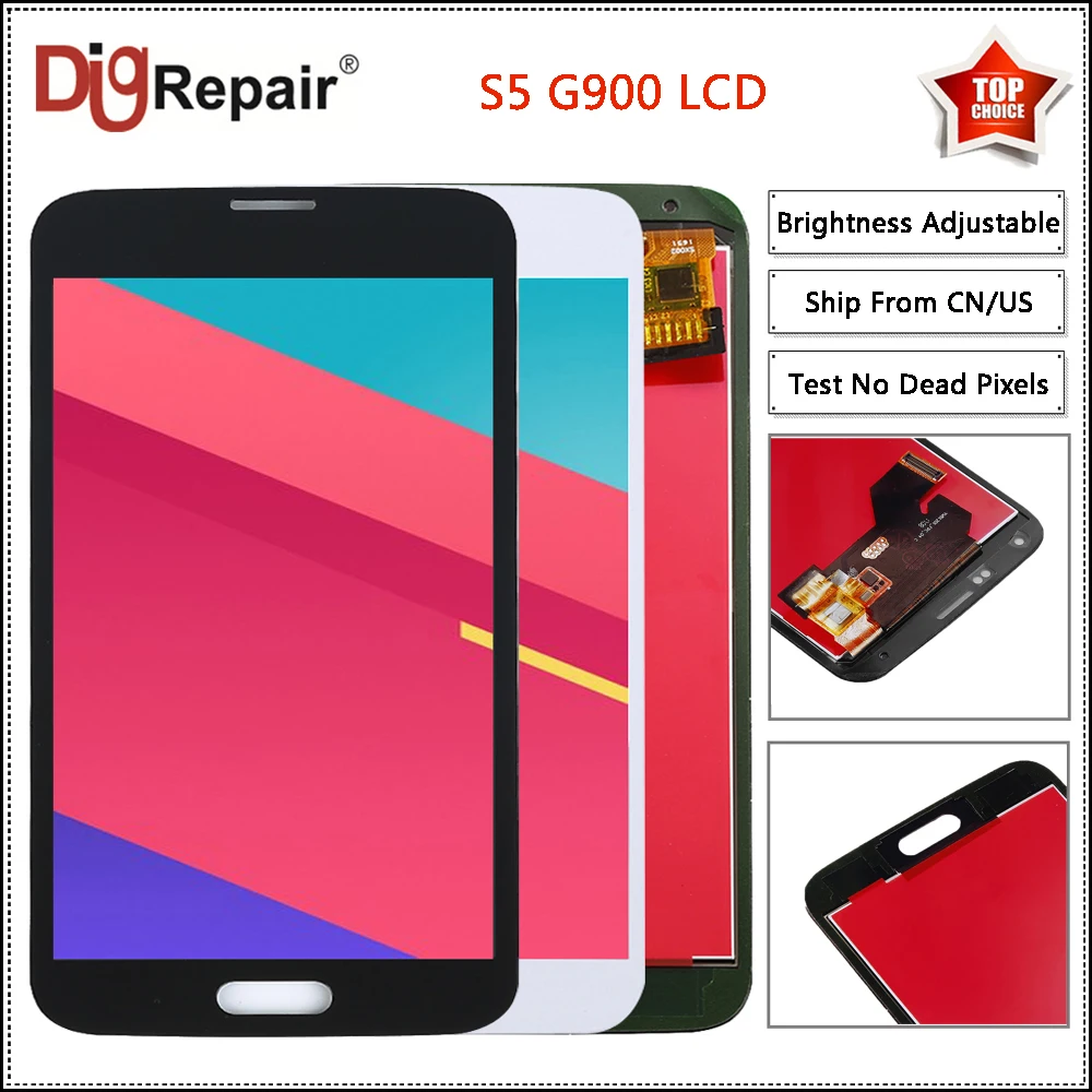 

For Samsung Galaxy S5 Display G900A G900F G900P G900T G900V LCD Display Digitizer Touch Screen Assembly For Galaxy S5 g900f lcd