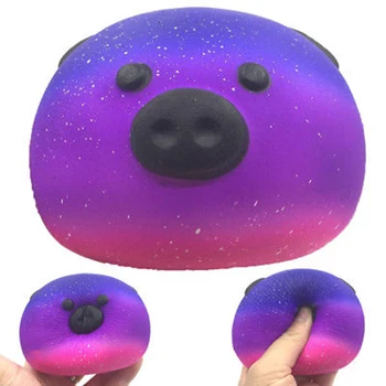 

9CM Kawaii Purple Animal Pig Squash Anti-stress Toy Gags Jokes Slow Rising Fun Toy Unisex Kids Simulation PU Squeeze Funny Toys