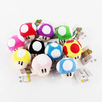 

6CM 1pcs Super Mario Bros Mushroom Keychain Plush pendants toy Japan Anime Mini Mario Bros Luigi Yoshi