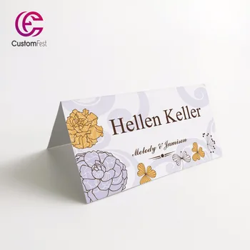 

50pcs/lot Personalized Place card name card for party and wedding gold with lilac design MK014