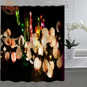 

romantic lantern water candle Custom Shower Curtain Fabric polyester Bath Curtain beautiful H03nf26-125