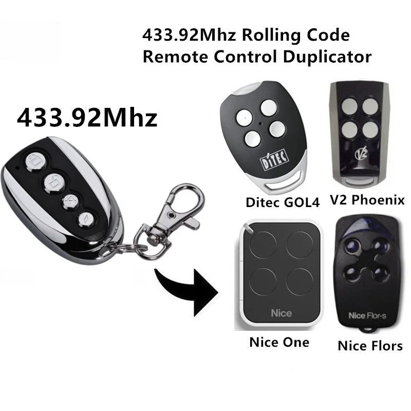 

Rolling code gate remote control for DITEC NICE V2 Remote Compatible 433.92mhz