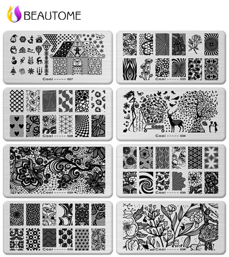 6 12cm stainless steel nail art stamping plates geometric patterns stamped metal sheets