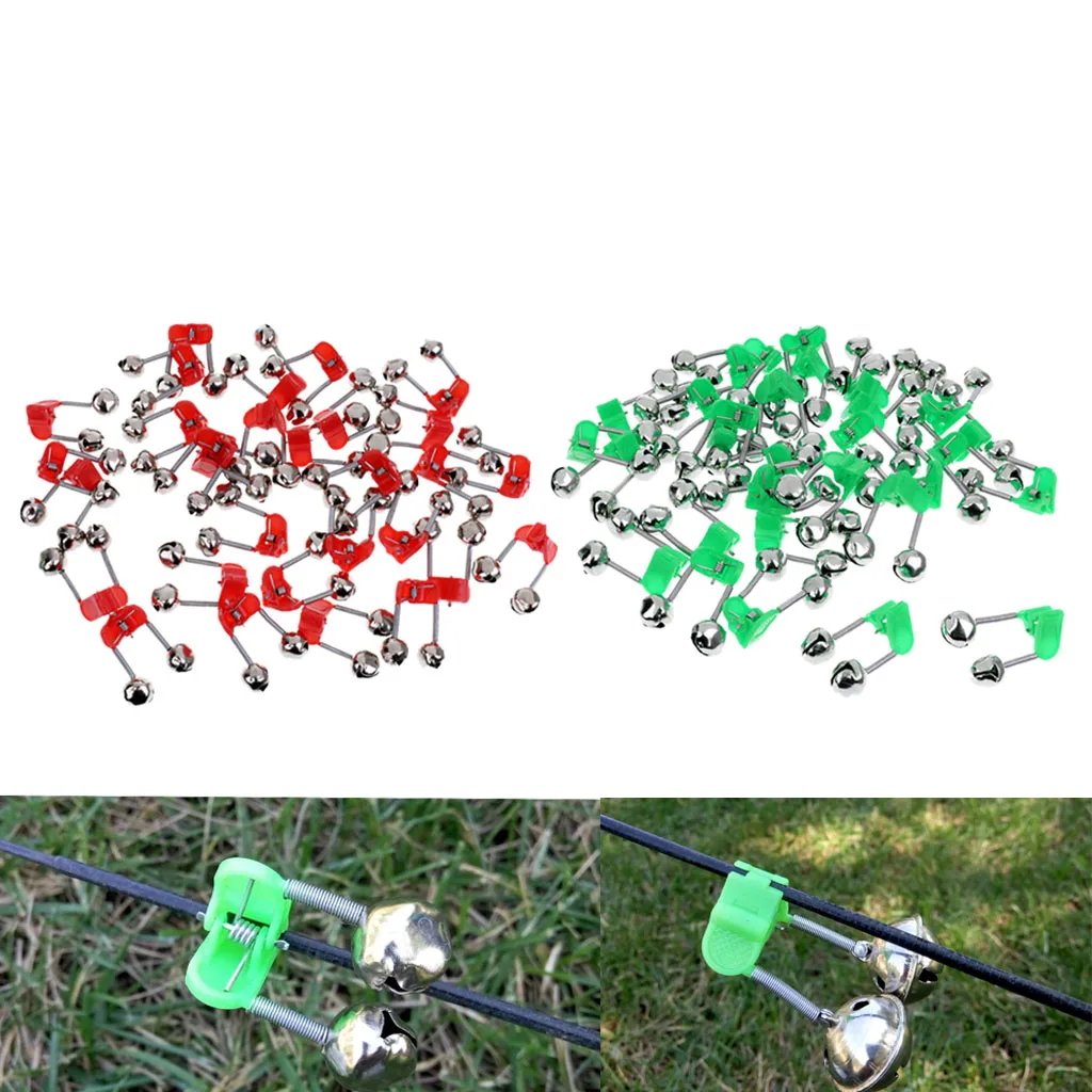 30 PCS Fishing Rod Alarm Clip Style Dual Alert Bells Suitable for All Kinds of Sea Rod Color Random Fishing Accessories