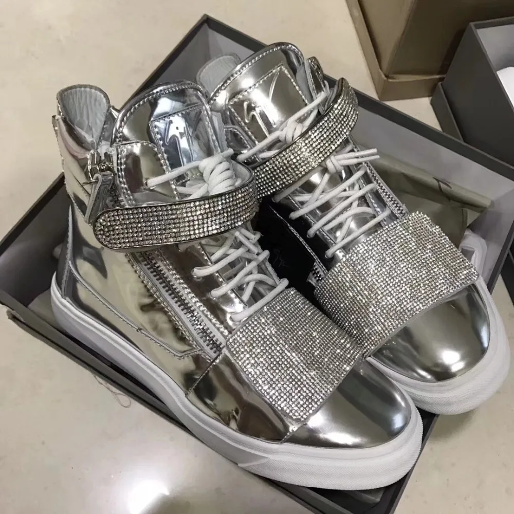 

Authentic Giuseppe x zanotti design Metal Mirror Women Hight GZ Flat Casual Shoes Men and Women Designer Sneakers Trainers