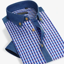 Летняя Стильная мужская рубашка в клетку, хлопковое платье с короткими рукавами, рубашка, Повседневная приталенная, известная брендовая Мода, большие размеры 4XL, высокое качество