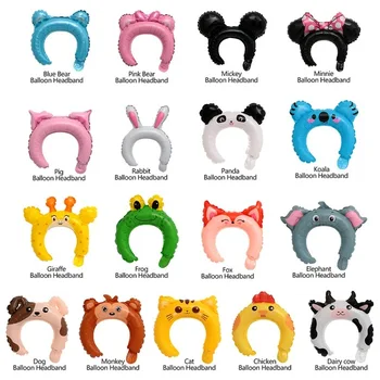 

Lucky 50pc Cartoon Headwear Headband Balloons Rabbit Bear Mickey Minnie Head Baby Showers Kids Toys Birthday Wedding Party Decor