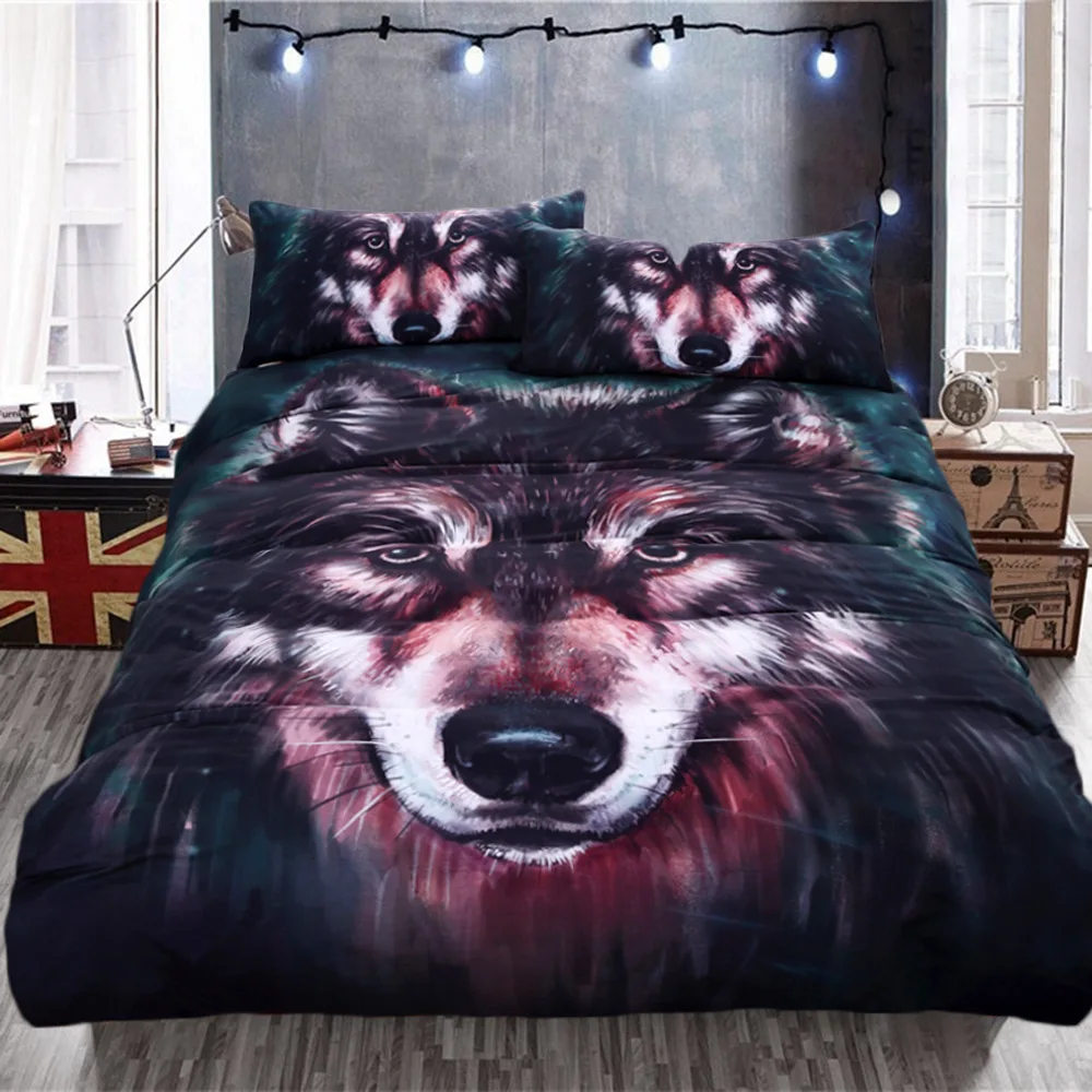 

Animal Wolf red Bedding Set Twin Queen King Double Size Duvet Cover Doona Cover Quilt Cover Pillowcases Home textile