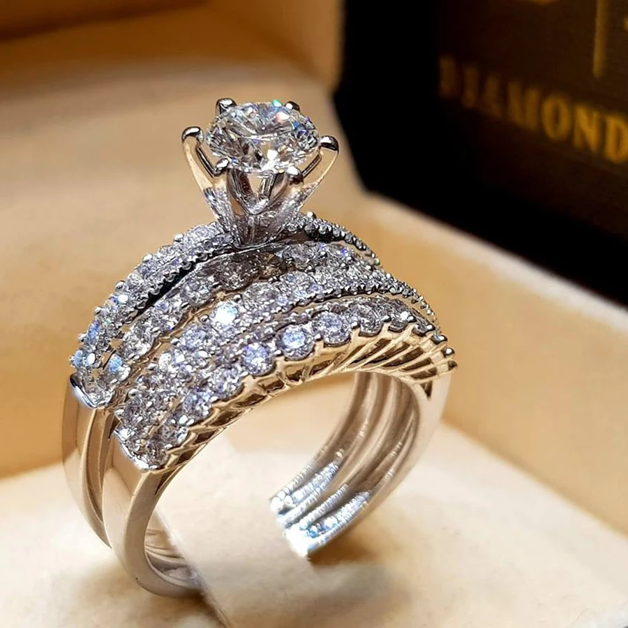 Zircon Engagement Rings for Women 925 Sterling Silver Ring Woman Wedding rings female anel Austrian Crystals Bride Jewelry