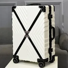 ZYJ Retro X Striped Travel Trolley Luggages Aluminum Frame Alloy Business Rolling Luggage Airplane Suitcase Spinner Wheels ZYJ Retro X Striped Travel Trolley Luggages Aluminum Frame Alloy Business Rolling Luggage Airplane Suitcase Spinner Wheels
