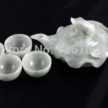 Xd 00339 Натуральный Китай Зеленый Нефрит Чайник Ручной шлифовки чайный сервиз достойные коллекции