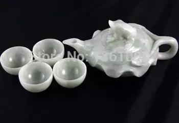 

xd 00339 Natural China Green Jade Teapot Hand grinding A tea set Worthy of collection