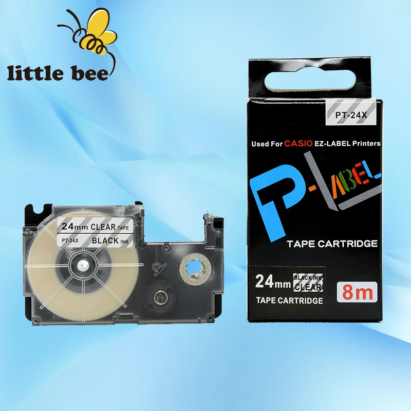 Free shipping 1Pcs compatible Black on Clear XR 24X1, 24mm label tapes