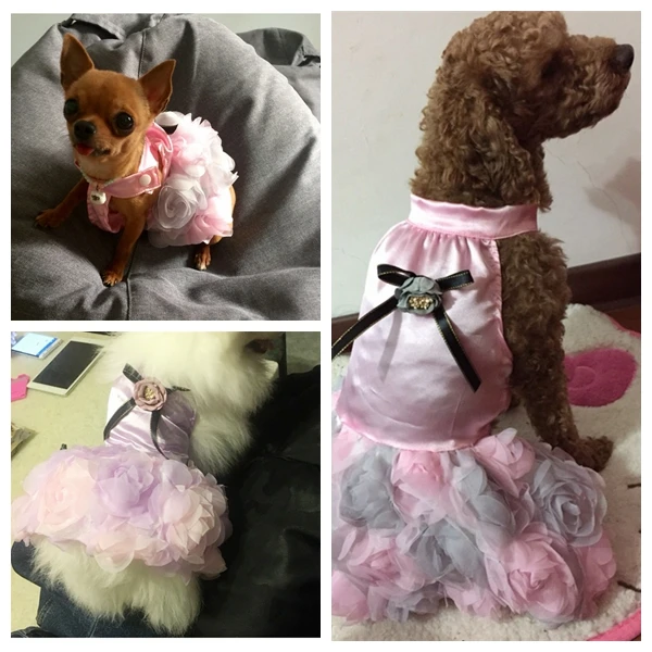 puppy outfit pet dress for dog chihli summer dresses skirt denim cheap dogs clothes lace haberdashery wedding  (7)