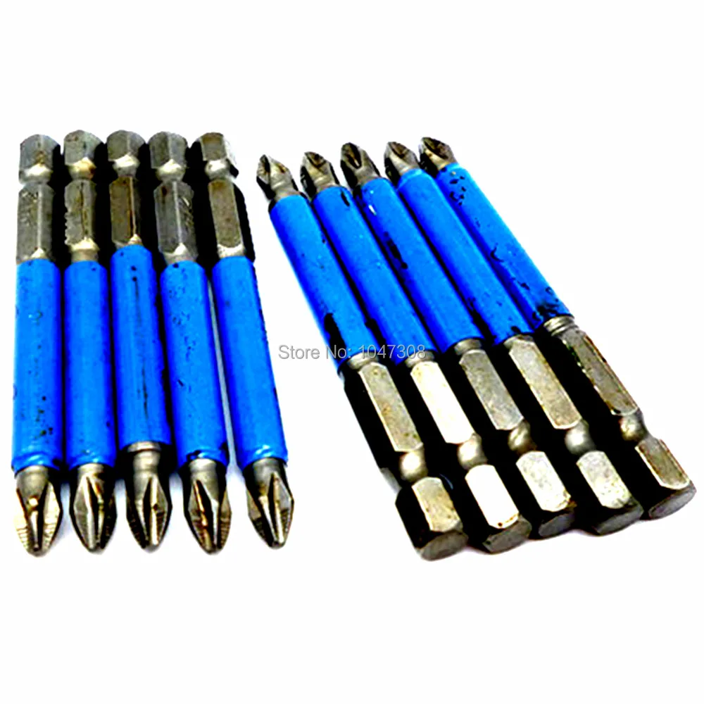10pcs 70mm Phillips PH2 Antislip Impact Screwdriver Drill Bits 1/4" Hex Shank