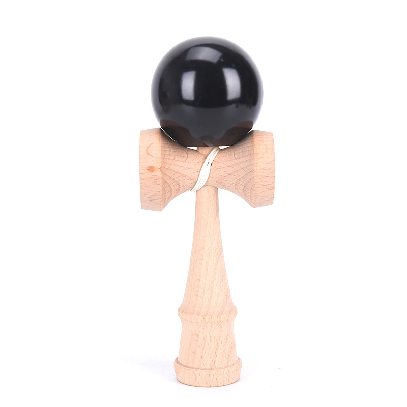 Деревянный шар Kendama PU краска 20 см струны профессиональные игрушки для взрослых досуг спортивная игрушка для игр на открытом воздухе - Цвет: Черный