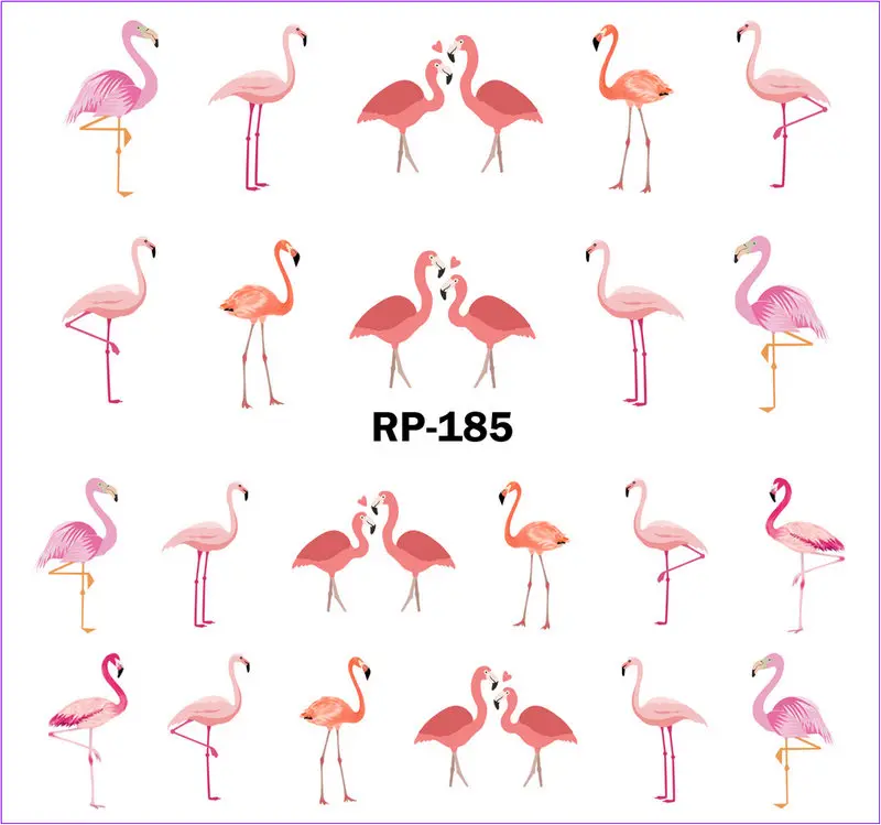Искусство ногтей Красота наклейка на ногти водная наклейка слайдер мультфильм Милая Птица Попугай Фламинго Сова перо RP175-180 - Цвет: RP185