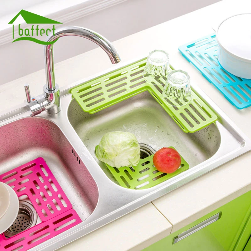 Us 8 25 26 Off Baffect Kitchen Sink Rack Plastic Foldable Dish Cutlery Drainer Drying Holder Fruits Cup Dish Sink Rack Drying Tool Draing Board In