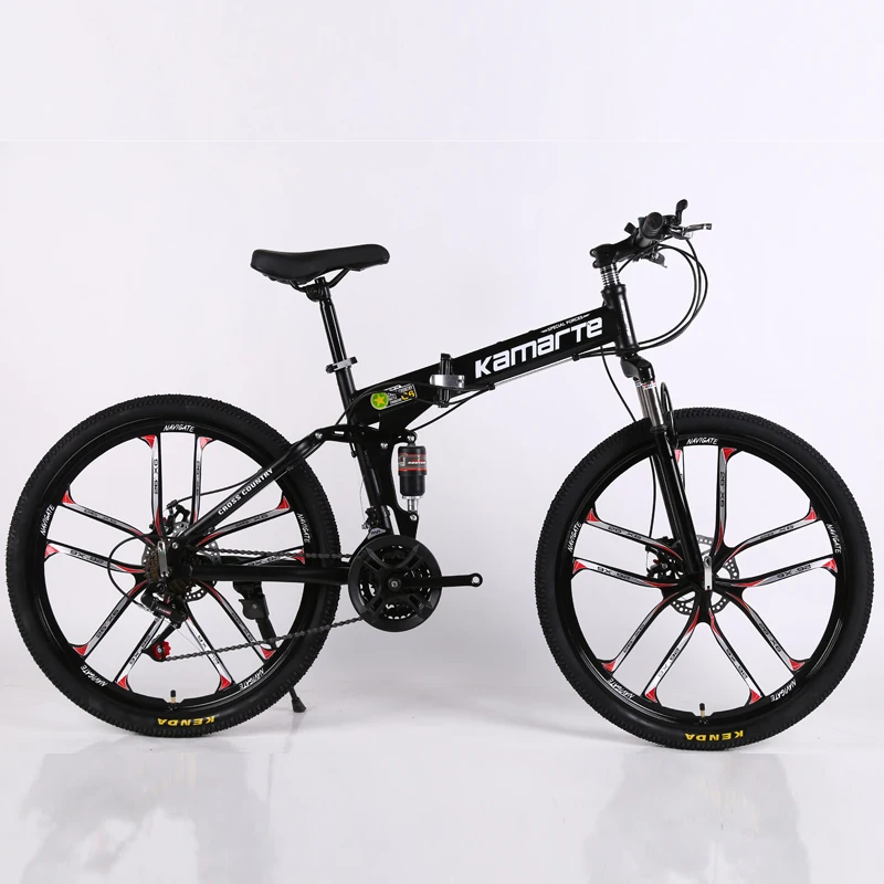 Excellent 24 and 26inch folding mountain bike 10 knife wheel folding mountain bicycle 21 speed Two-disc brake bicycle 2