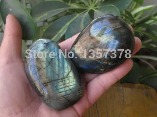 

huij 0062 2PCS Top quality Natural Polished Flash Labradorite Gemstone fastbody Bronze Statue