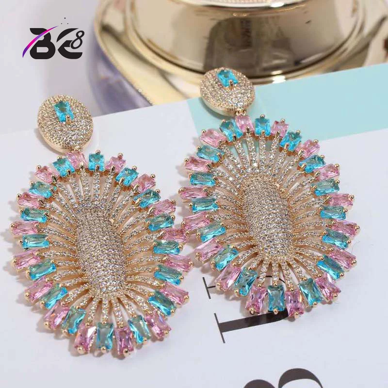 Be 8 New Fashion Baguette Cubic Zircon Wedding Drop Earrings for Women Jewelry Brincos Party Gifts Mujer Moda E746 | Украшения и