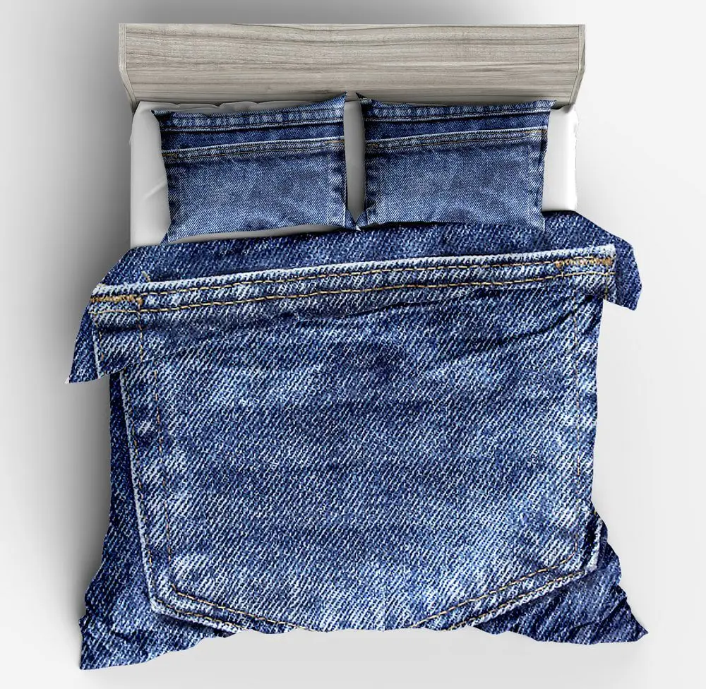 These soft comforter sets are made of 110 gsm microfiber fabric and filling is 200 gsm. Ø«Ø¨Ø· Ù‚Ø¨Ù„ Ø§Ù„ØªØ§Ø±ÙŠØ® Ø¨ÙˆÙØ±Ø© cotton polyester new 3d bedding set 3pcs sets no sheet twin full queen king size jeans printing design bed sets