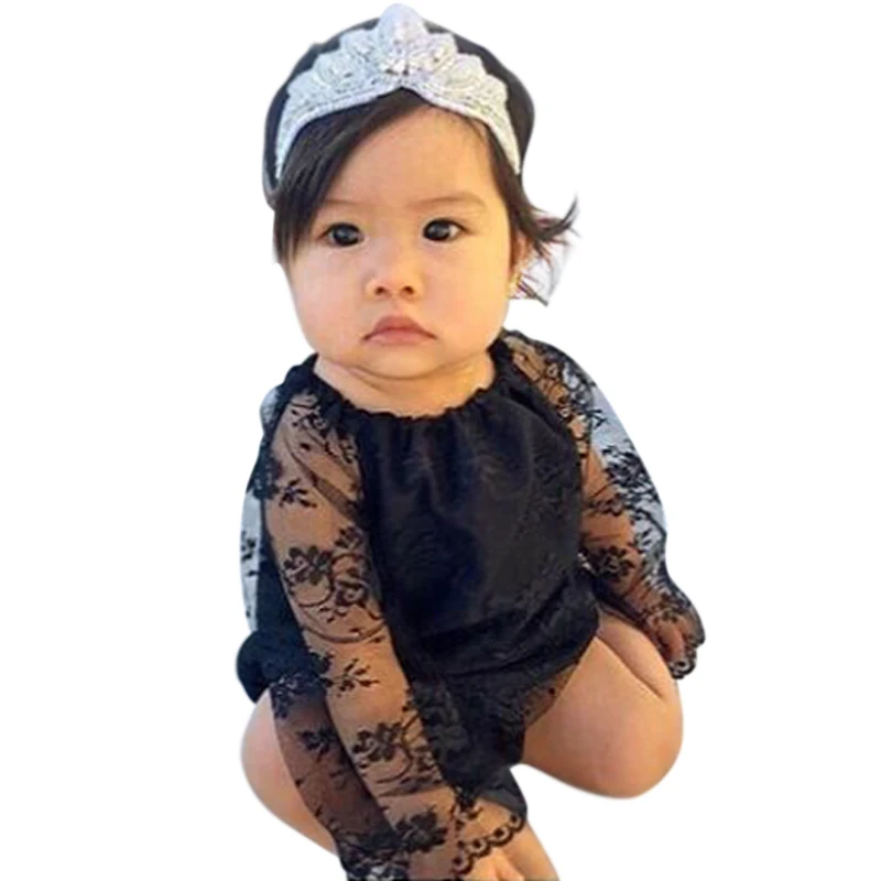 Newborn Toddler Girl Baby Kids Long Sleeve Bodysuits Laces Bodysuit