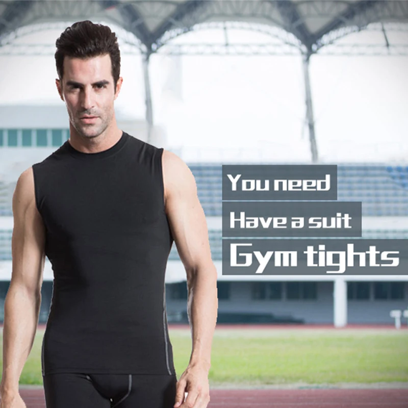 

2 piece Mens Compression Fitness Tight Running Set Quick Dry Vest Gym Sport Suit T-Shirt+Shorts Sportswear Men Top Tracksuit Set