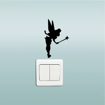 

KG-167 Cute Fairy Vinyl Switch Sticker Cartoon Fairy Silhouette Vinyl Wall Sticker for Home Wallpaper